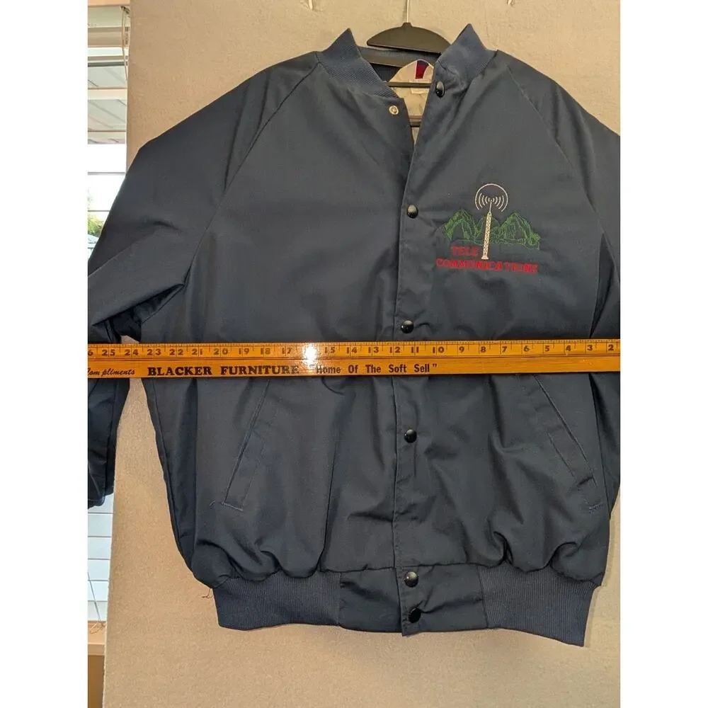 Vintage WestArk Jacket Mens XL Blue Canvas Bomber USA Workwear Telecommunication